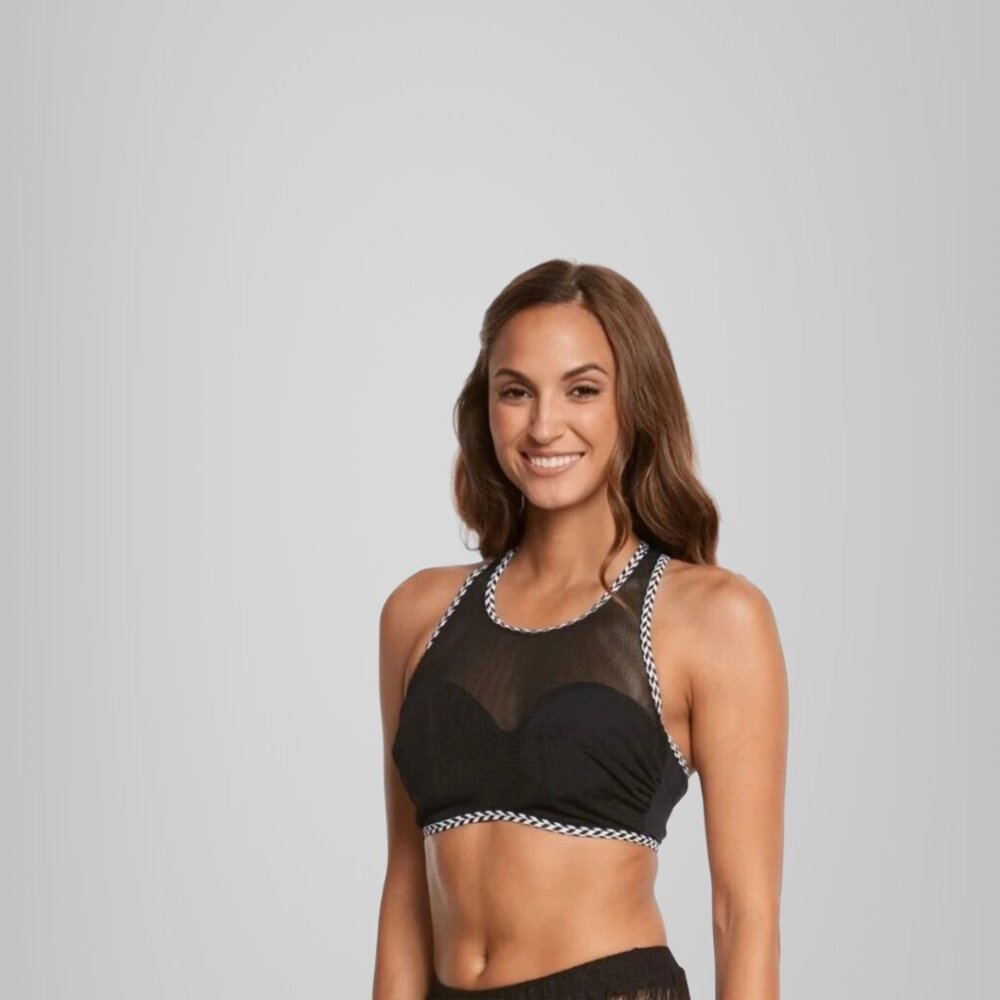 NWT 2 Piece Swimsuit Black mesh